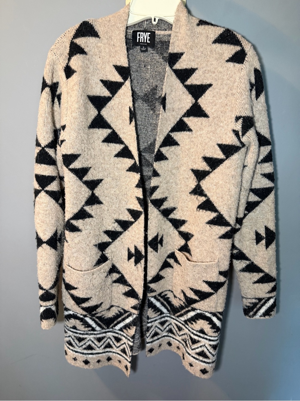 FRYE Black & Beige Marled Knit Cardigan
